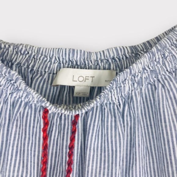 Ann Taylor LOFT Off Shoulder Embroidered Tassel Top XS Petite - Picture 7 of 9